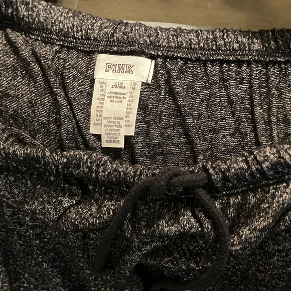 🩷VS Pink cozy htf set rainbow neon logos rare sleep lounge set sz L EUC - Picture 10 of 11